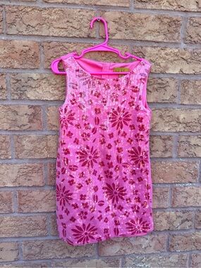 💫4/$25 • Nicole Miller Pink Floral Sequin Shift Dress